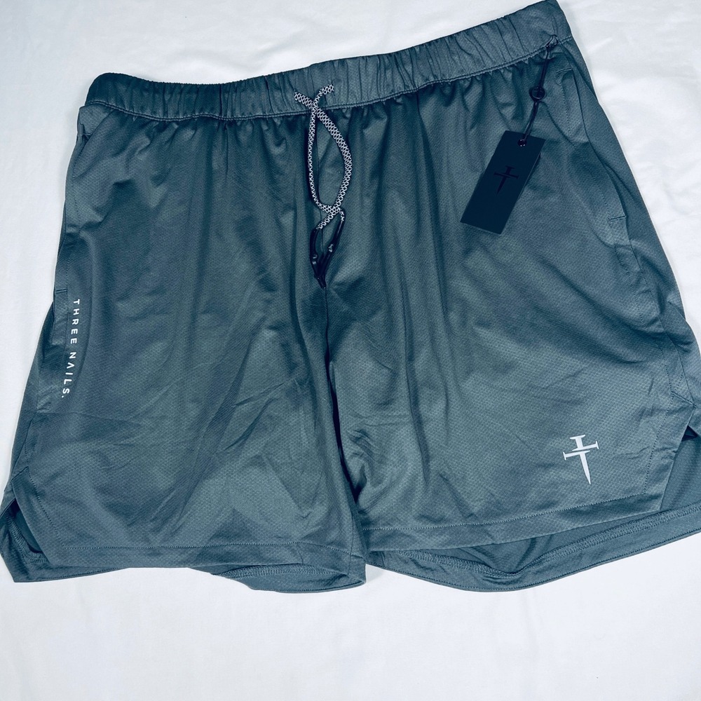 Three Nails Mens Cross Training Shorts XXL Gray Lined Athletic‎ Gym Workout NEW